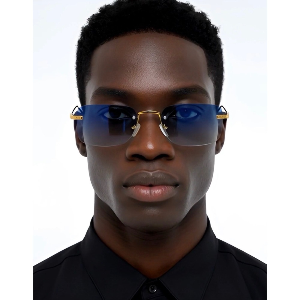 Mens Square Sunglasses Oceanic Blue Lens Aviator Style Fashion Hip Hop Shades - Picture 9 of 10